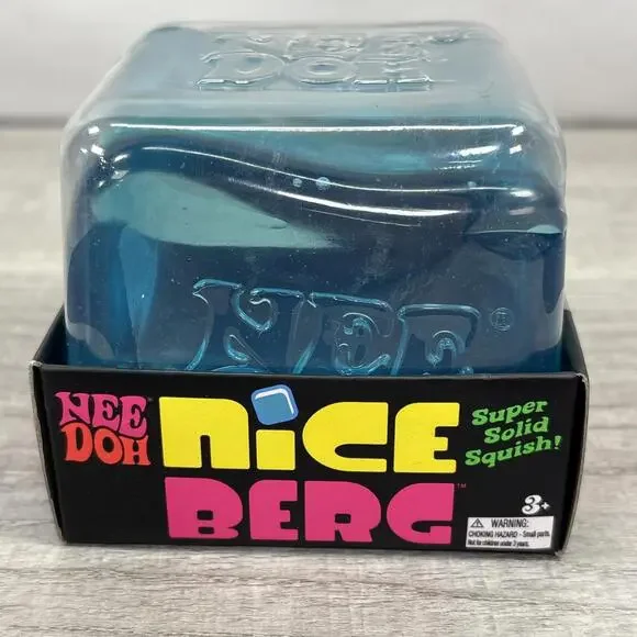 NeeDoh Nice Berg Blue XL Giant Nee Doh Niceberg Solid Squish Cube Ice Block - Picture 12 of 16